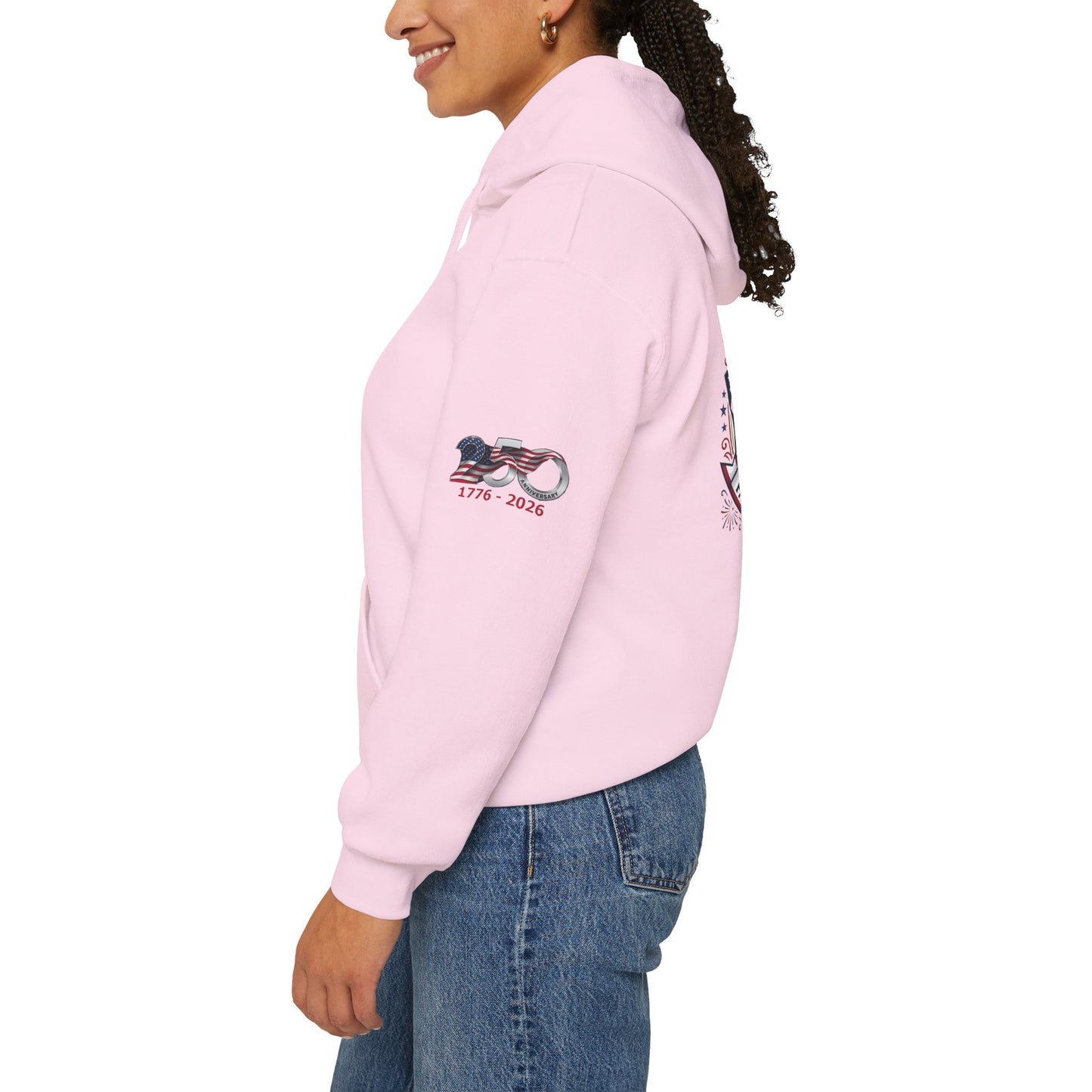 Catholic Faith, Family & Freedom Hoodie - Patriotic American Flag Cross Pullover (USA 250th)