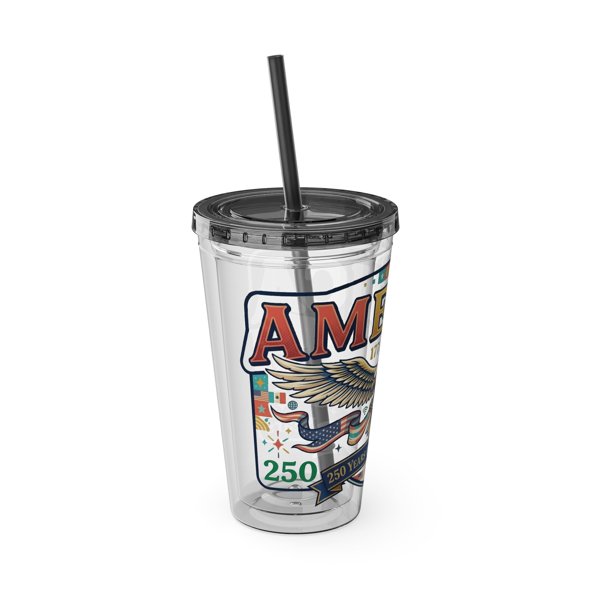 America 250 Years Eagle Tumbler with Straw |  USA 250th ANNIVERSARY Commemorative Drink Cup - Trending Novelties & Gifts