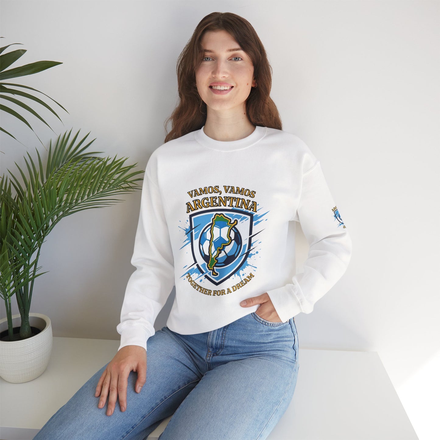 Argentina Soccer Crewneck Sweatshirt – "Vamos, Vamos Argentina" Football Fan Pullover - Trending Novelties & Gifts