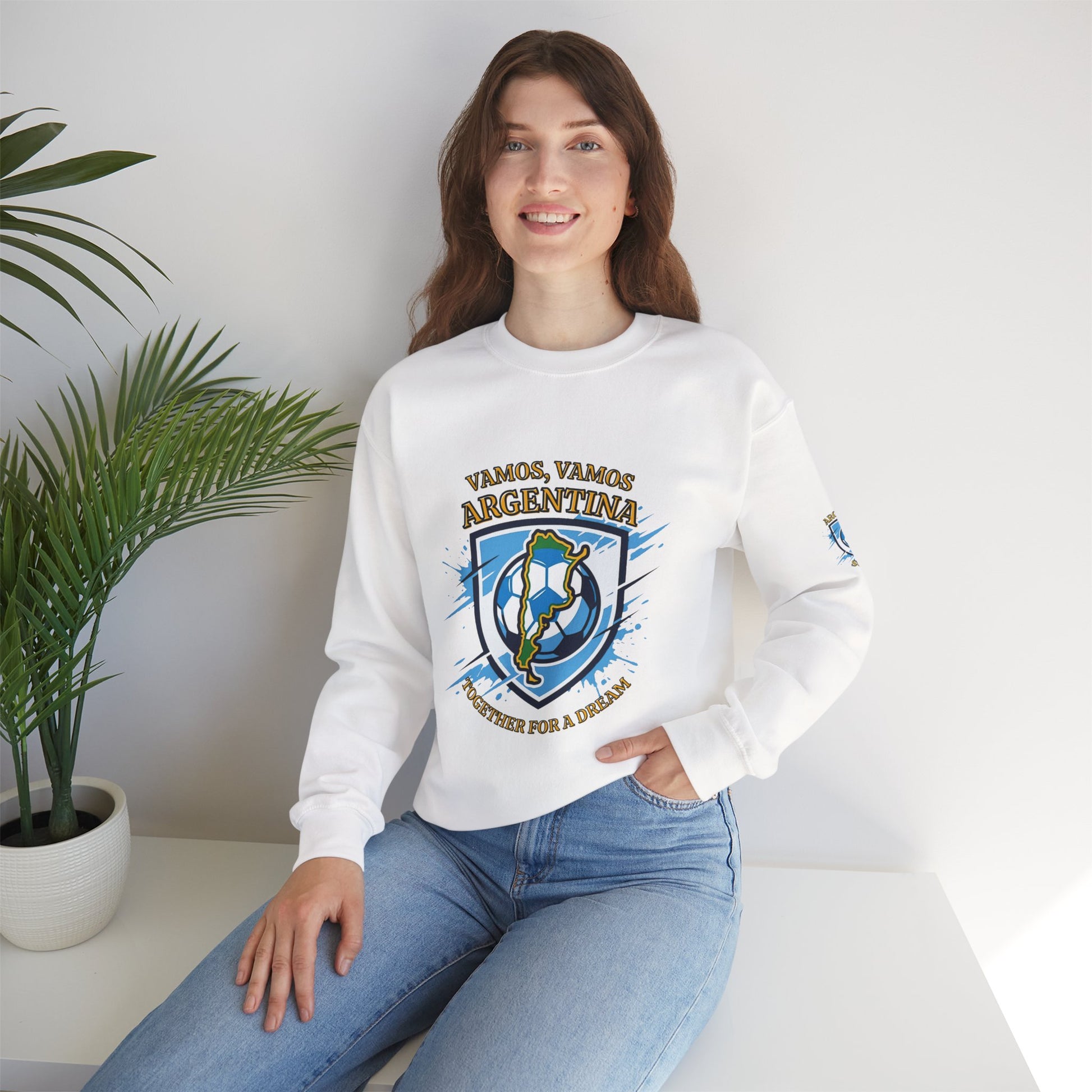 Argentina Soccer Crewneck Sweatshirt – "Vamos, Vamos Argentina" Football Fan Pullover - Trending Novelties & Gifts