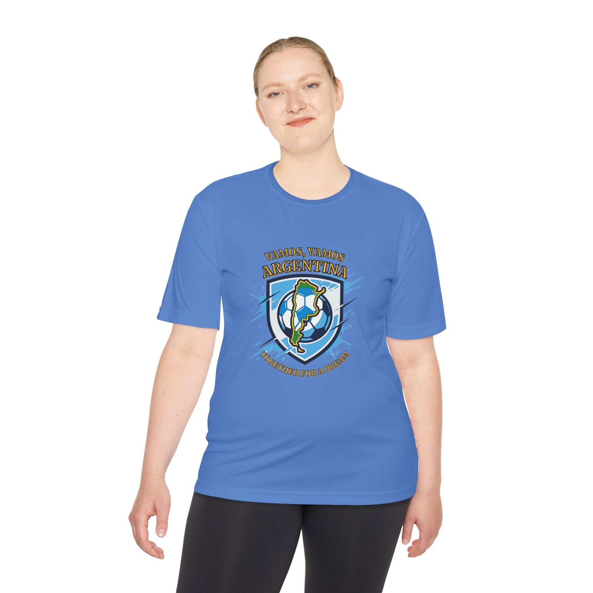 Argentina Soccer Shield Tee — "Vamos, Vamos Argentina" Football Shirt | Moisture-wicking tee - Trending Novelties & Gifts