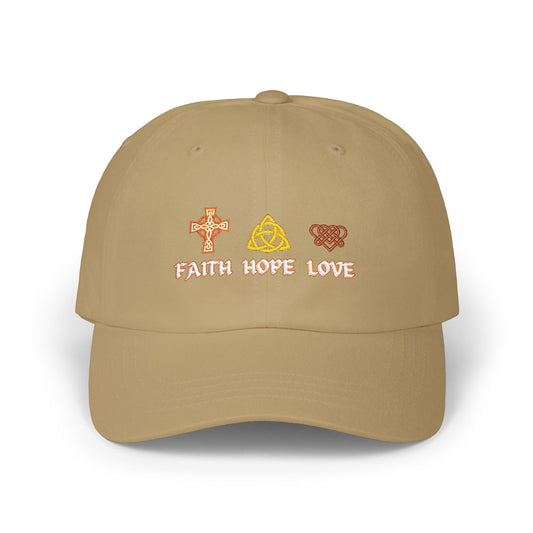 Celtic Faith Hope Love Cap — Embroidered Celtic Christian Symbols Baseball Cap (EM) - Trending Novelties & Gifts