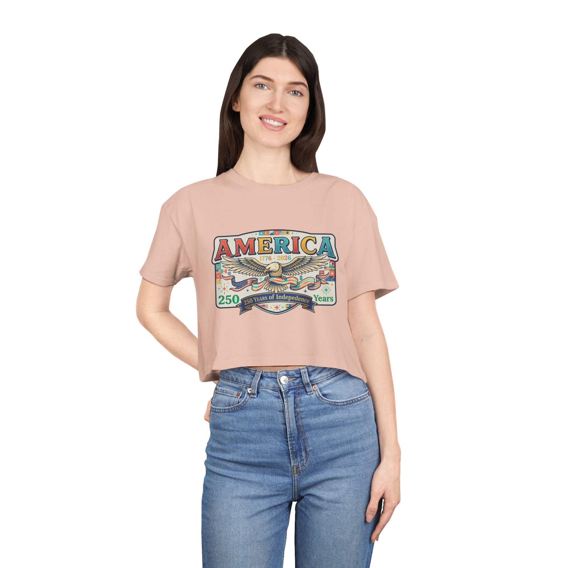 USA 250th ANNIVERSARY America Eagle  Women's Crop Tee | Patriotic 250 Years Independence Women's Crop Tee - Trending Novelties & Gifts