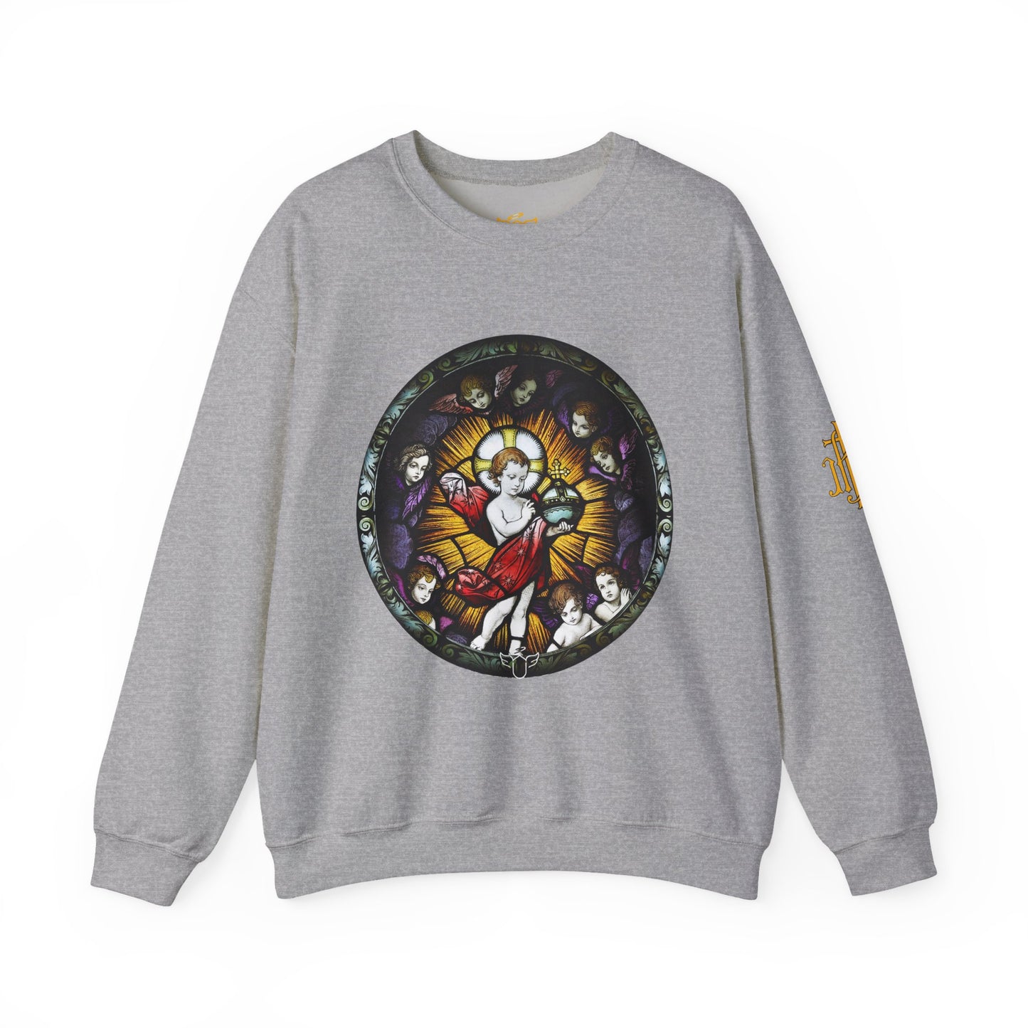 Catholic Stained Glass Designed Baby Jesus  Sweatshirt (CT)