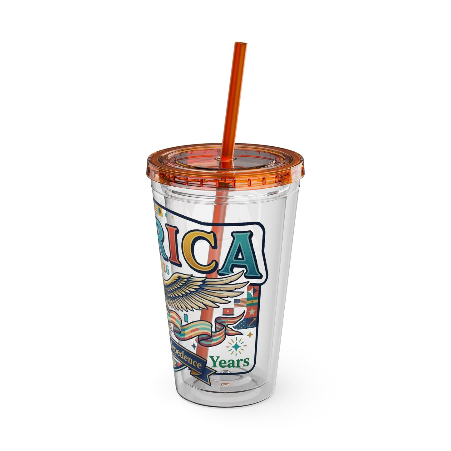 America 250 Years Eagle Tumbler with Straw |  USA 250th ANNIVERSARY Commemorative Drink Cup - Trending Novelties & Gifts