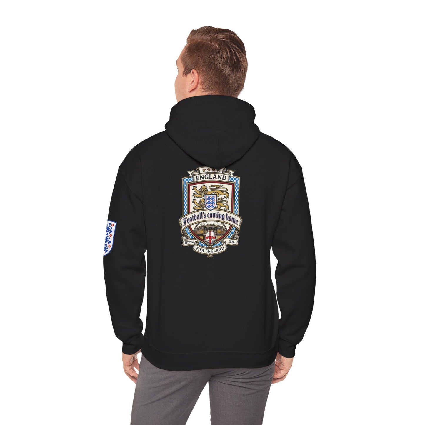 England Football Crest Hoodie - "Football's Coming Home" Soccer Fan Pullover