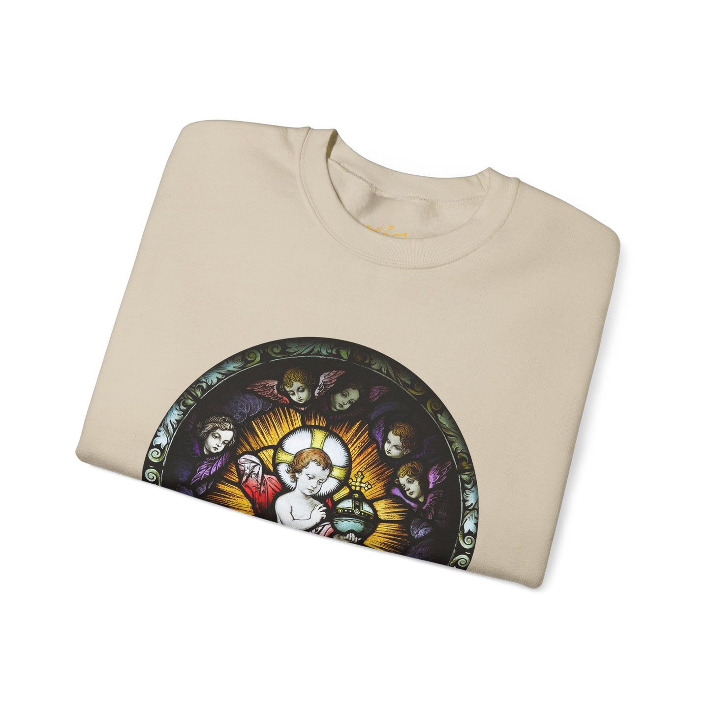 Catholic Stained Glass Designed Baby Jesus  Sweatshirt (CT)
