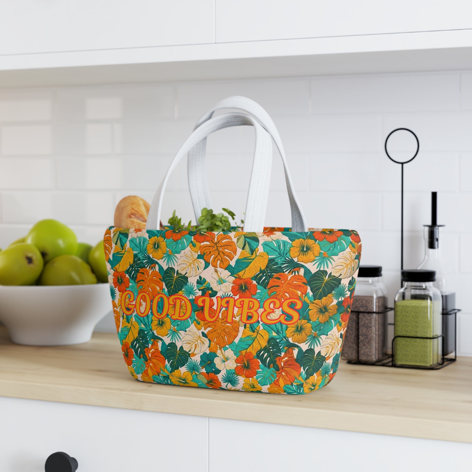 Tropical 'Good Vibes' Lunch Bag — Insulated Summer Cooler Tote - Trending Novelties & Gifts