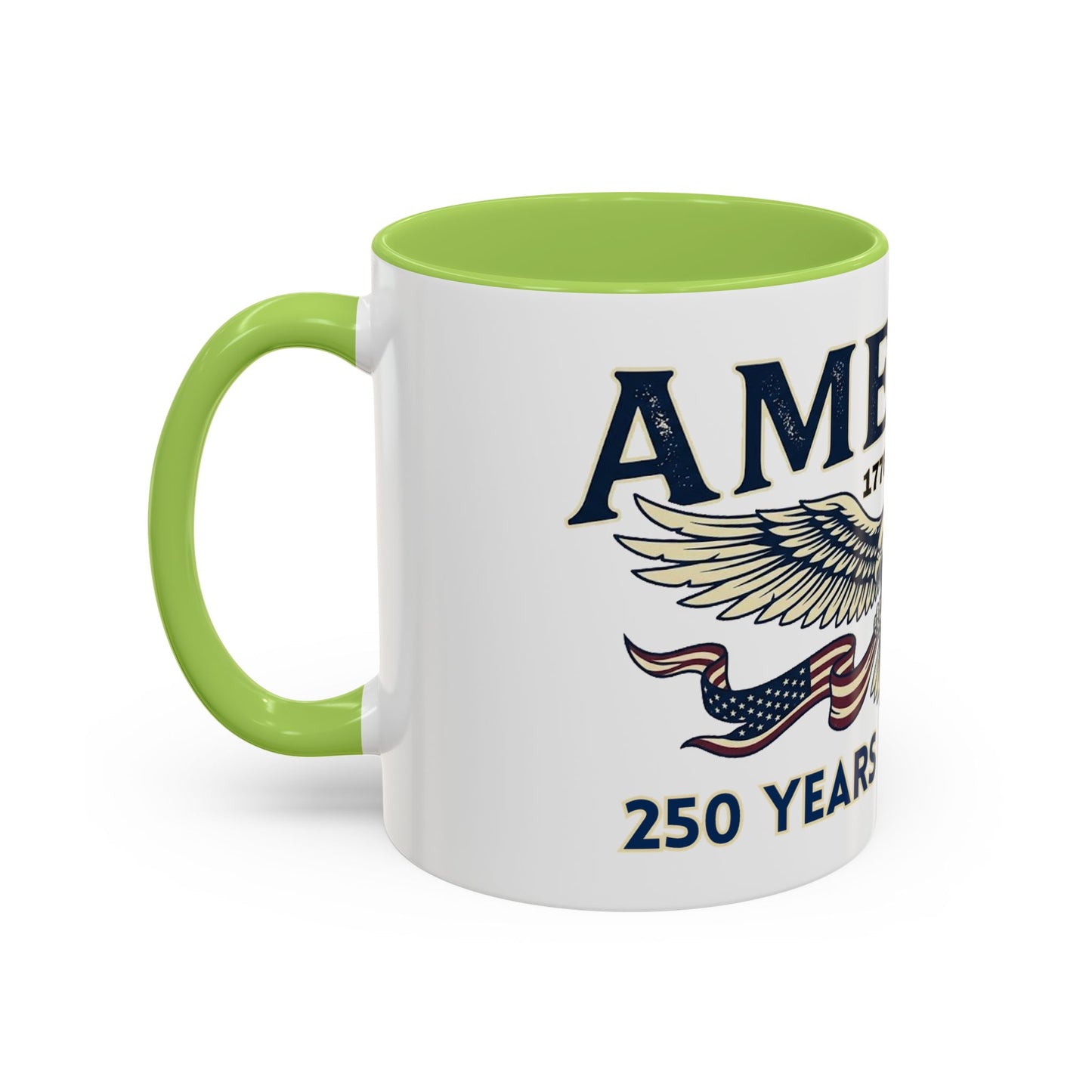 USA 250th ANNIVERSARY Accent Mug  | America  Eagle Coffee Mug — 250 Years of Freedom Accent Mug (11/15oz) - Trending Novelties & Gifts