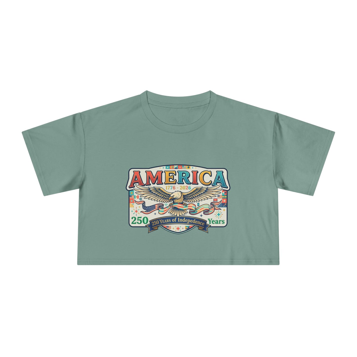 USA 250th ANNIVERSARY America Eagle  Women's Crop Tee | Patriotic 250 Years Independence Women's Crop Tee - Trending Novelties & Gifts
