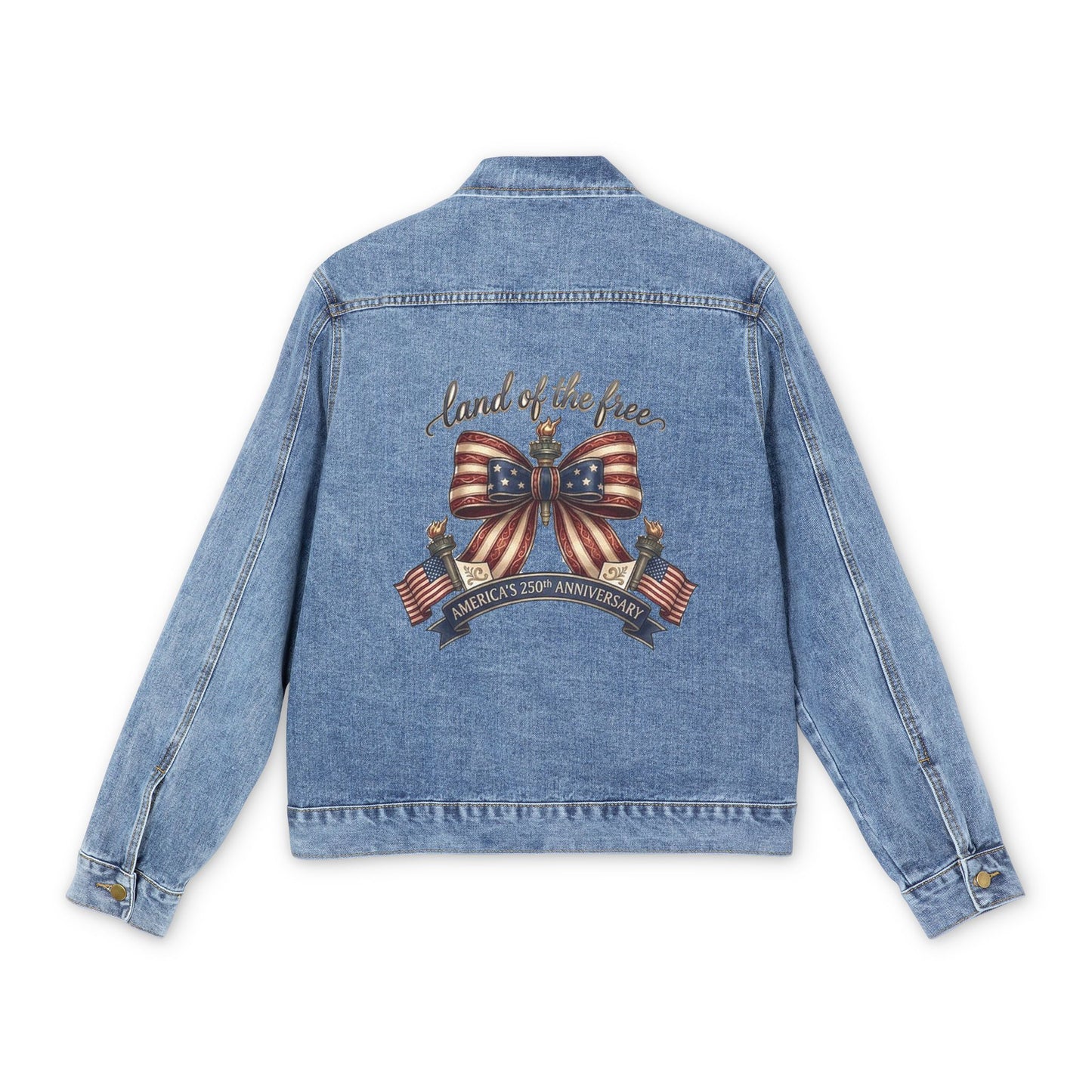 USA 250th ANNIVERSARY Women's Denim Jacket — America's "Land of the Free" Patriotic Graphic Denim Jacket - Trending Novelties & Gifts