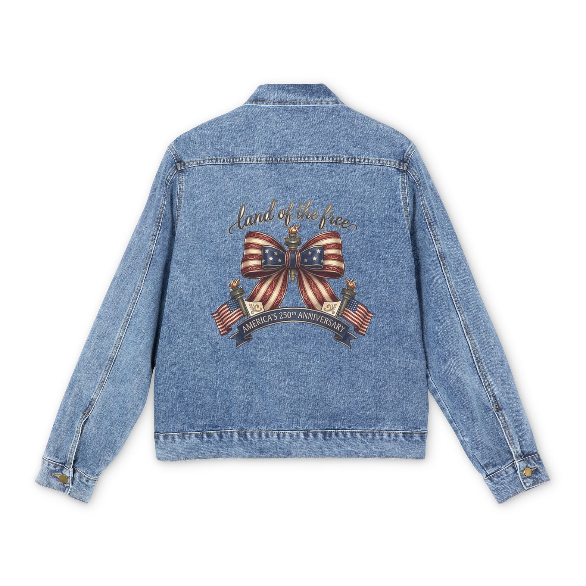 USA 250th ANNIVERSARY Women's Denim Jacket — America's "Land of the Free" Patriotic Graphic Denim Jacket - Trending Novelties & Gifts