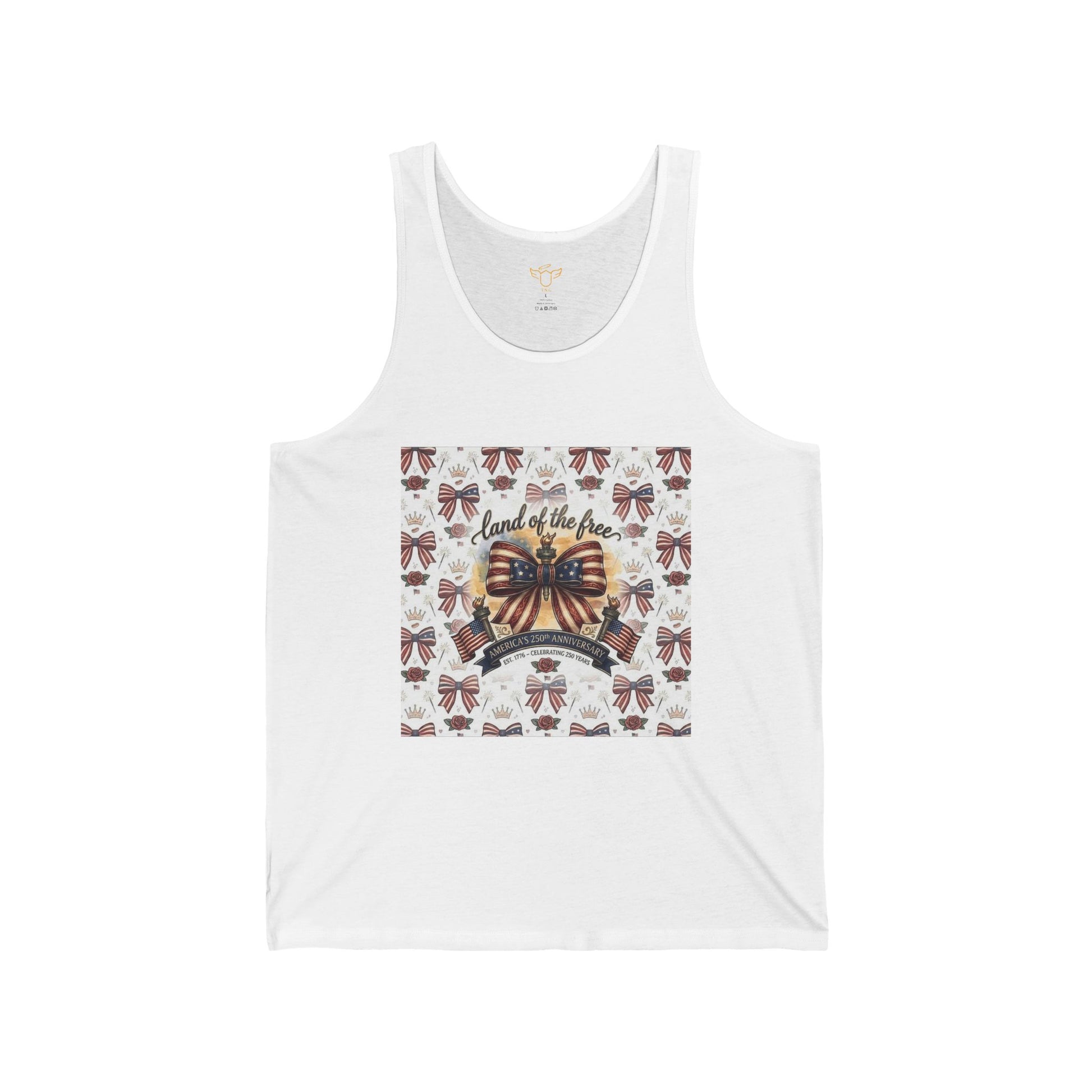USA 250th Patriotic Tank Top – American Flag Bow Graphic tank top - Trending Novelties & Gifts