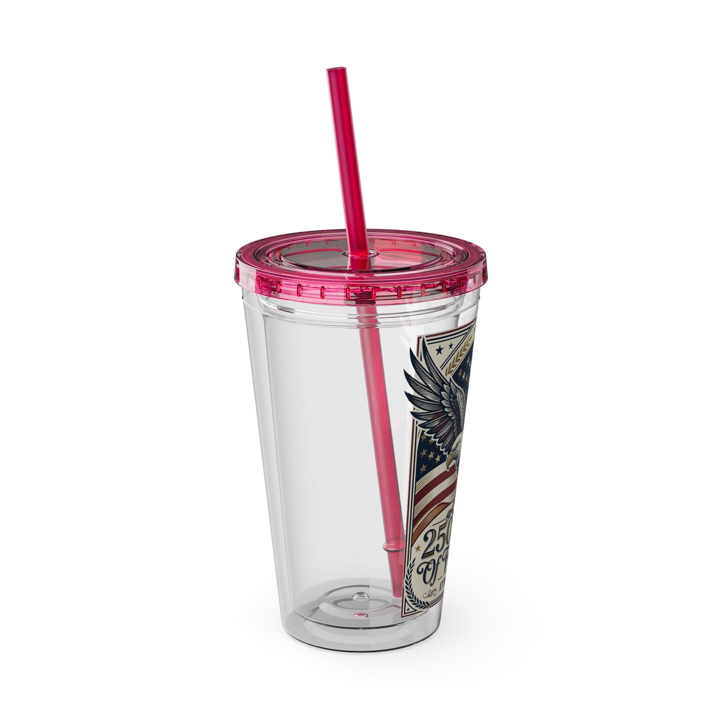 USA 250th ANNIVERSARY - Patriotic Eagle Tumbler 16oz – "250 Years of Freedom" USA Flag Straw Cup - Trending Novelties & Gifts