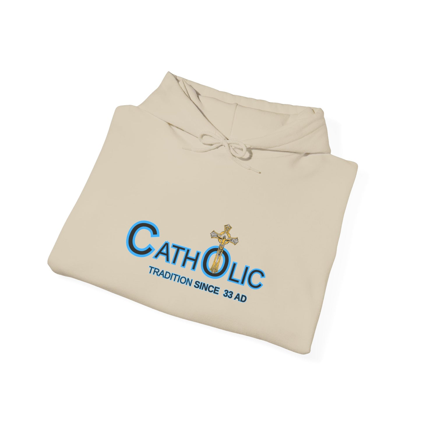 Catholic Hoodie - "Catholic: Tradition Since 33 AD" Pullover with Cross Accent (CT)