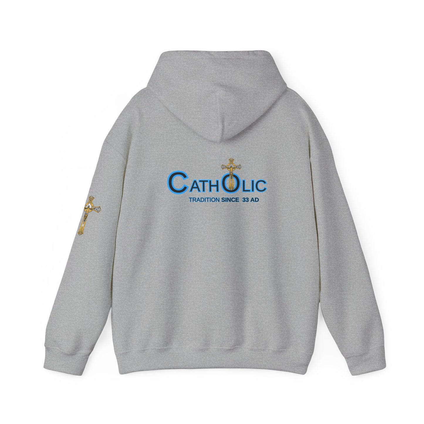 Catholic Hoodie - "Catholic: Tradition Since 33 AD" Pullover with Cross Accent (CT)