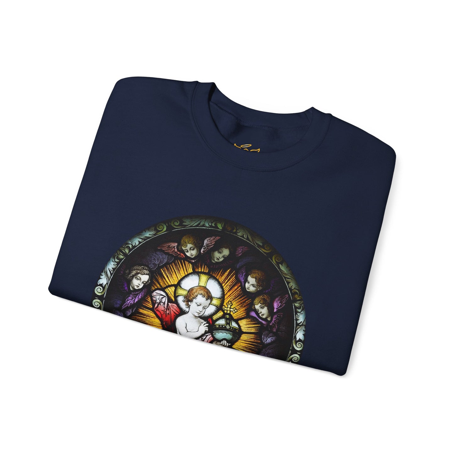 Catholic Stained Glass Designed Baby Jesus  Sweatshirt (CT)