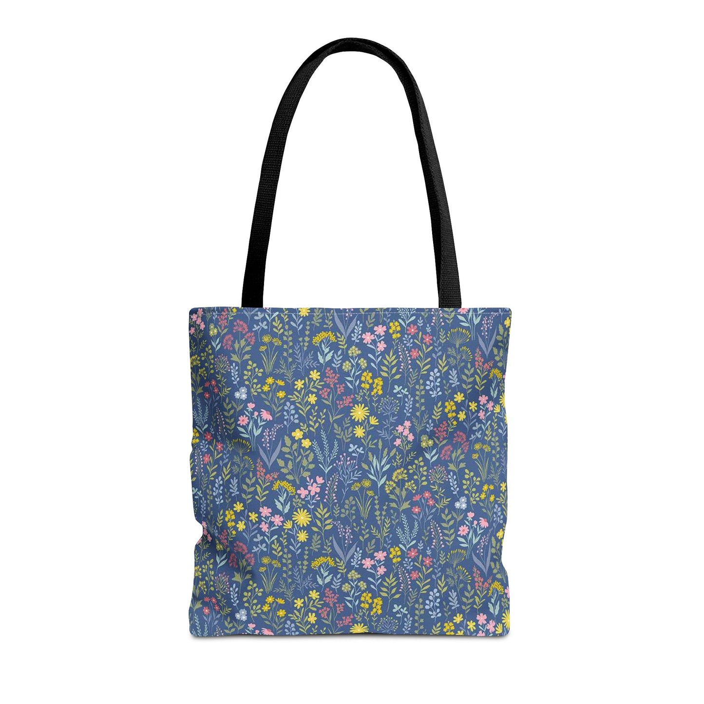 Wildflower Meadow Tote Bag — Blue Floral All-Over Print Eco Tote (summer)