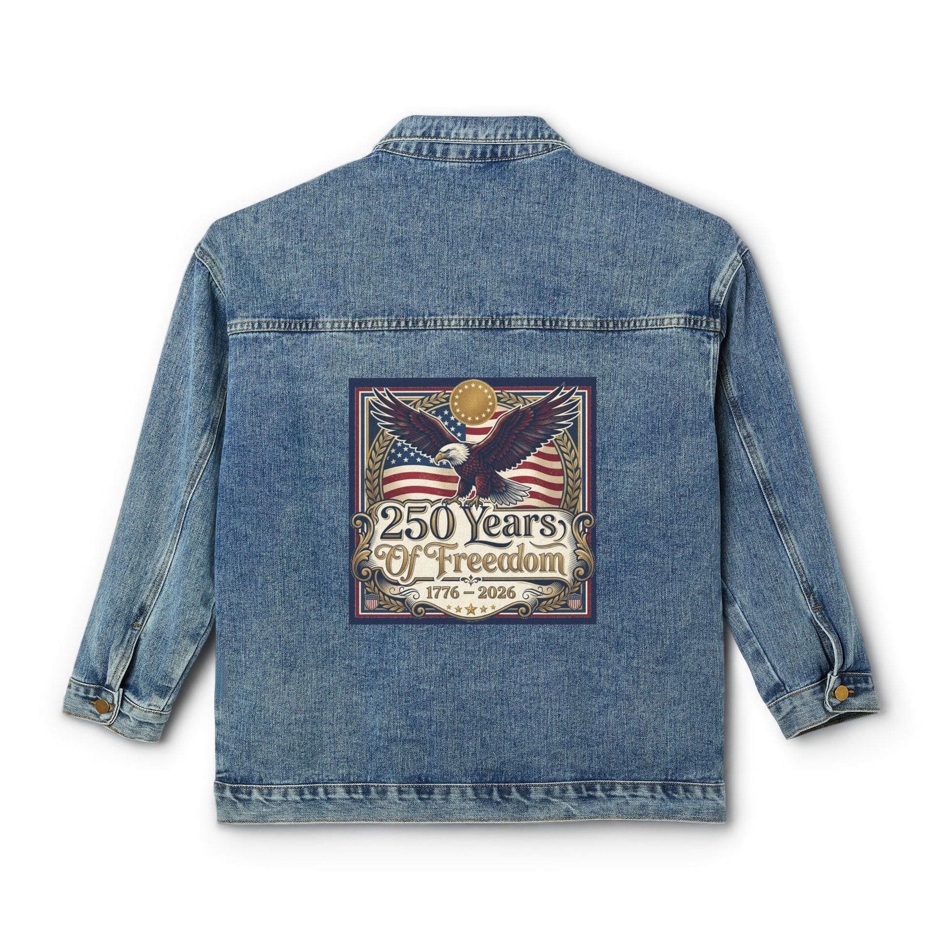USA 250th ANNIVERSARY Women's Denim Jacket — 250 Years of Freedom Patriotic Eagle Back Print - Trending Novelties & Gifts