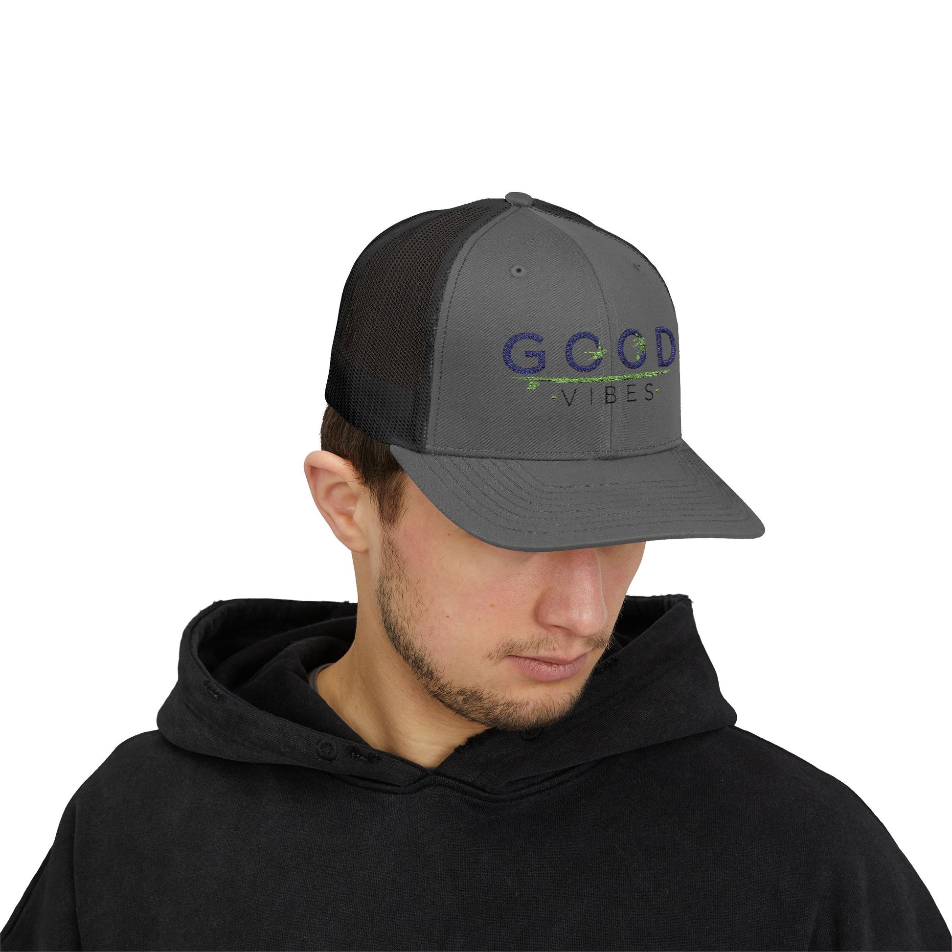 Good Vibes Trucker Cap - Summer Colorful Embroidered Snapback Cap - Trending Novelties & Gifts