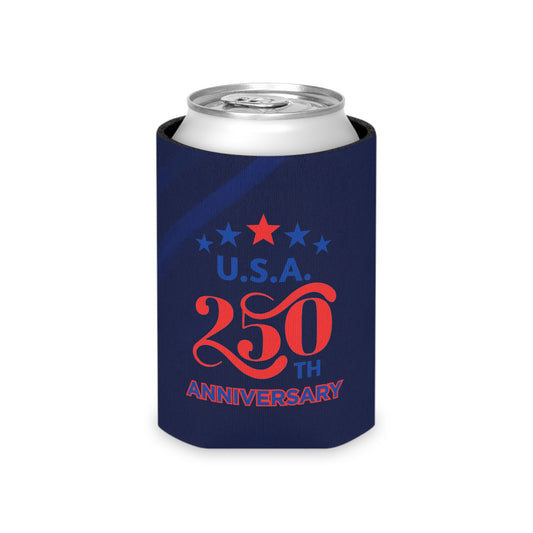 USA 250th ANNIVERSARY Can Cooler — Patriotic Red & Blue Koozie - Trending Novelties & Gifts