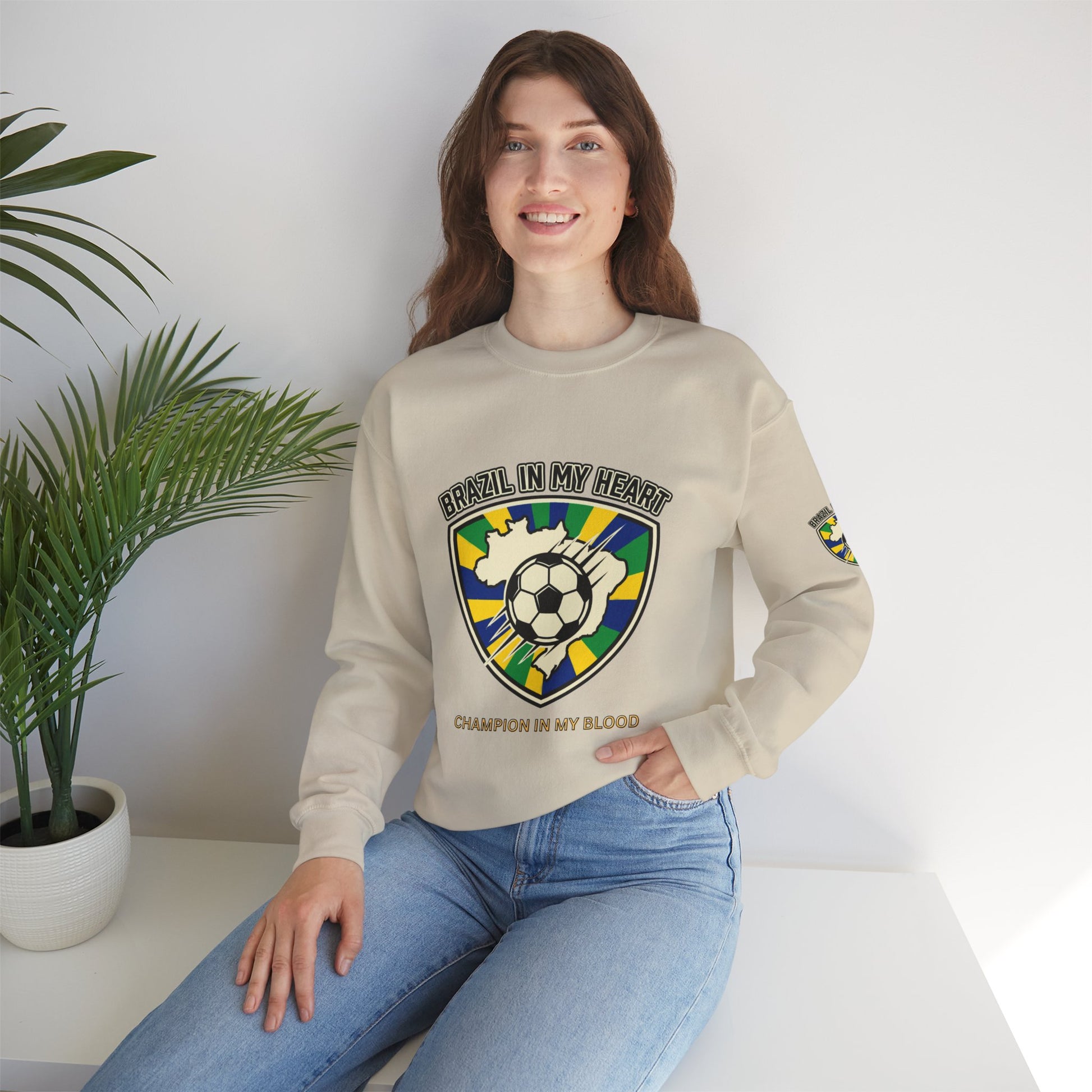 Brazil In My Heart Soccer Sweatshirt | Brazil fans world cup Soccer 2026 Sweatshirt - Trending Novelties & Gifts