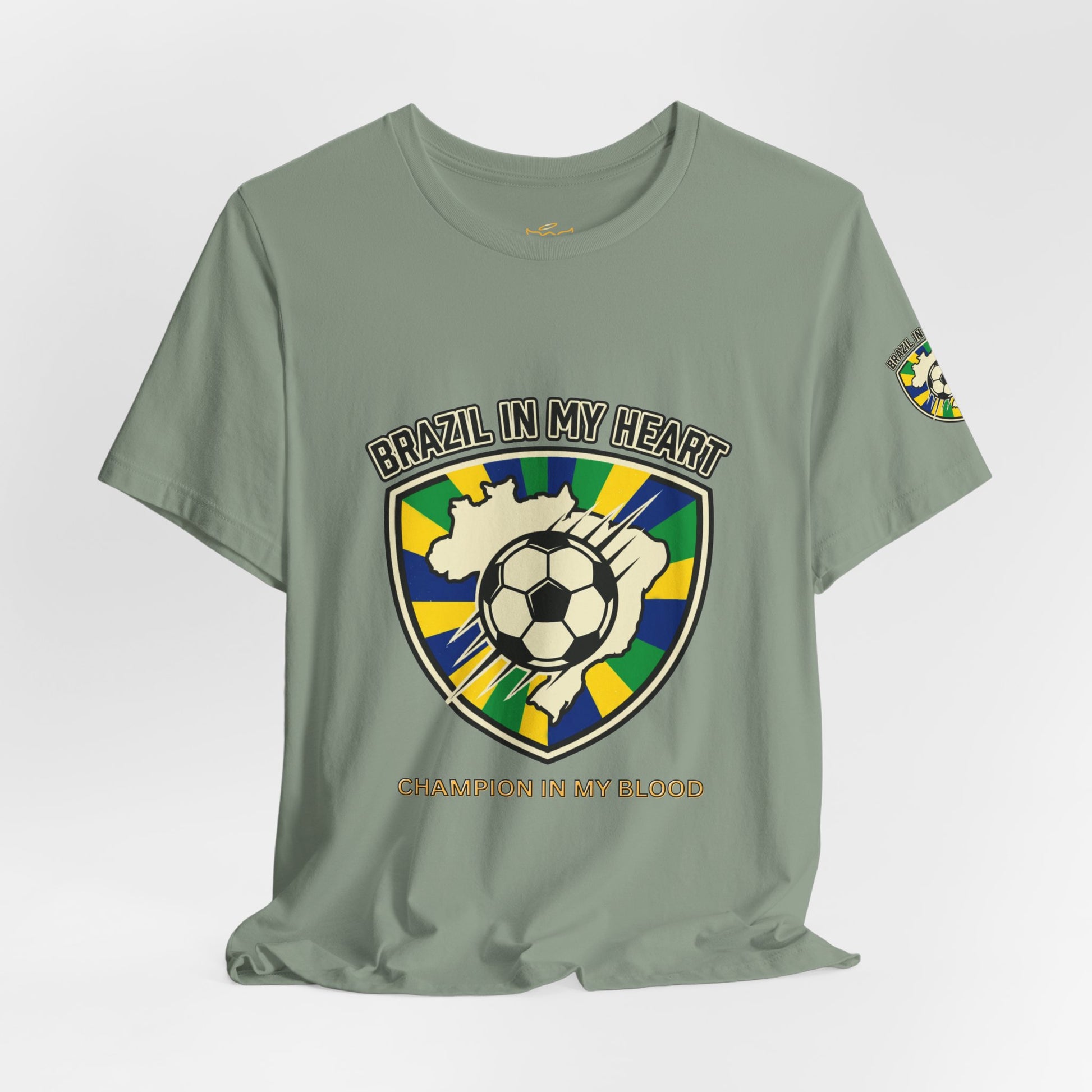 Brazil in My Heart Soccer Crest Tee | country pride, retro soccer - Trending Novelties & Gifts