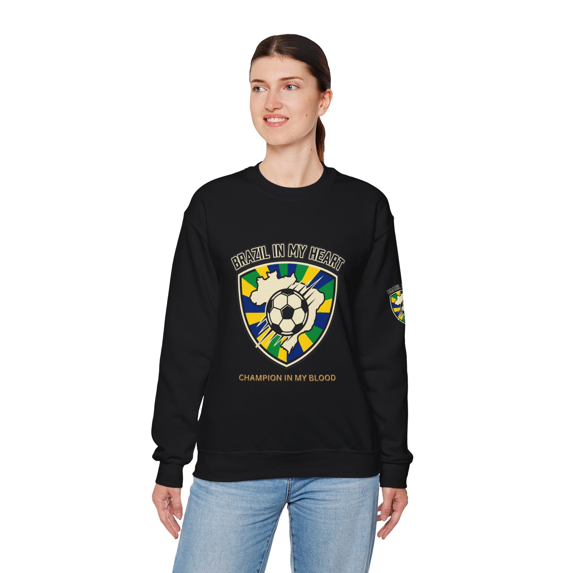 Brazil In My Heart Soccer Sweatshirt | Brazil fans world cup Soccer 2026 Sweatshirt - Trending Novelties & Gifts