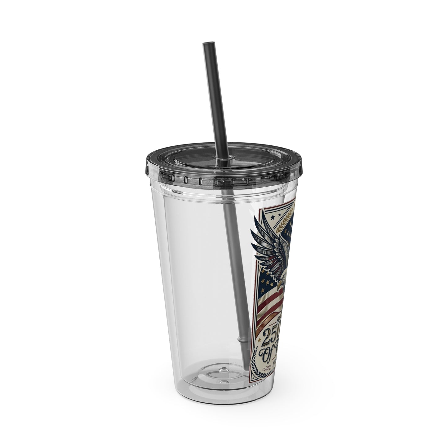 USA 250th ANNIVERSARY - Patriotic Eagle Tumbler 16oz – "250 Years of Freedom" USA Flag Straw Cup - Trending Novelties & Gifts