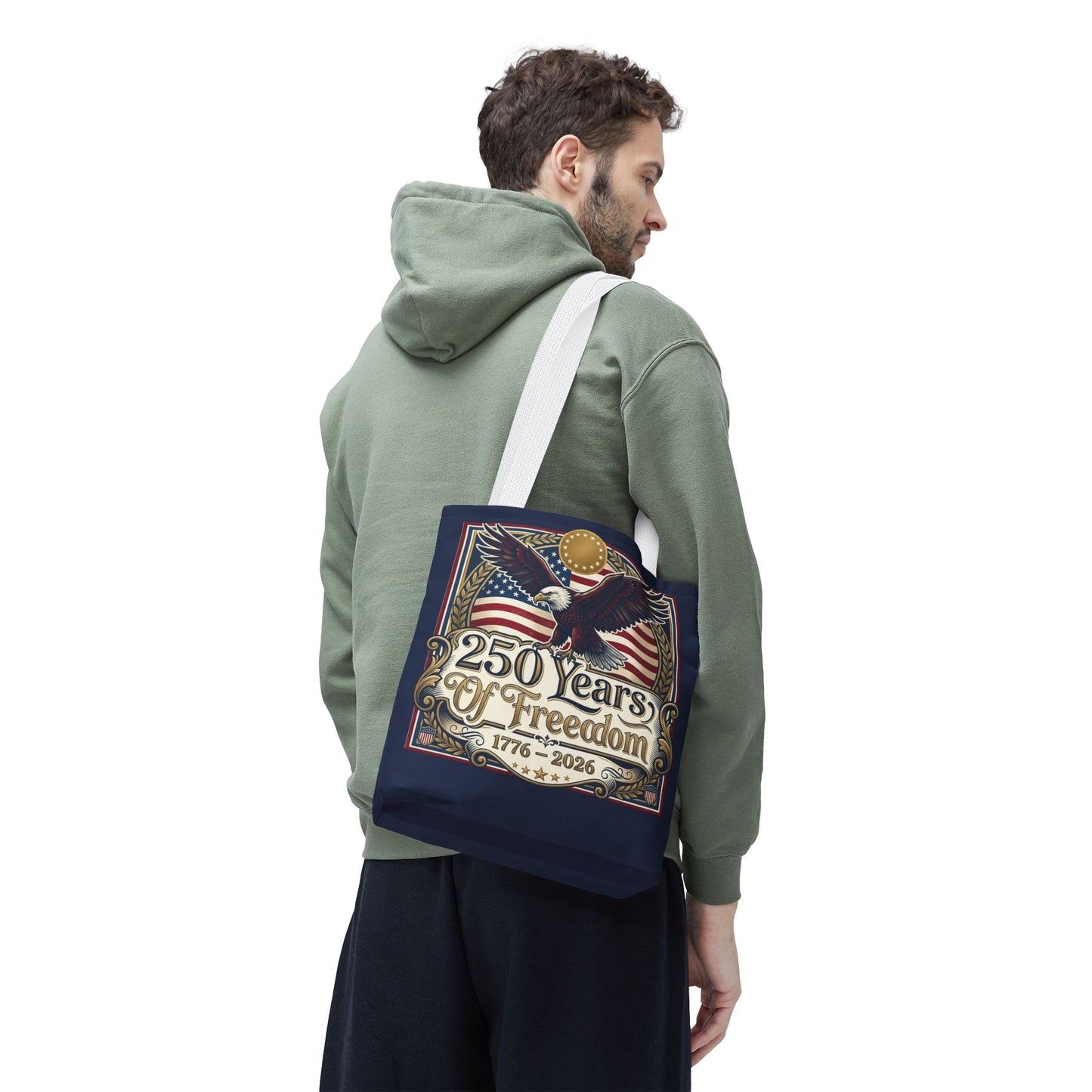 250 Years of Freedom Tote Bag — USA 250th ANNIVERSARY Eagle American Flag Tote Bag - Trending Novelties & Gifts