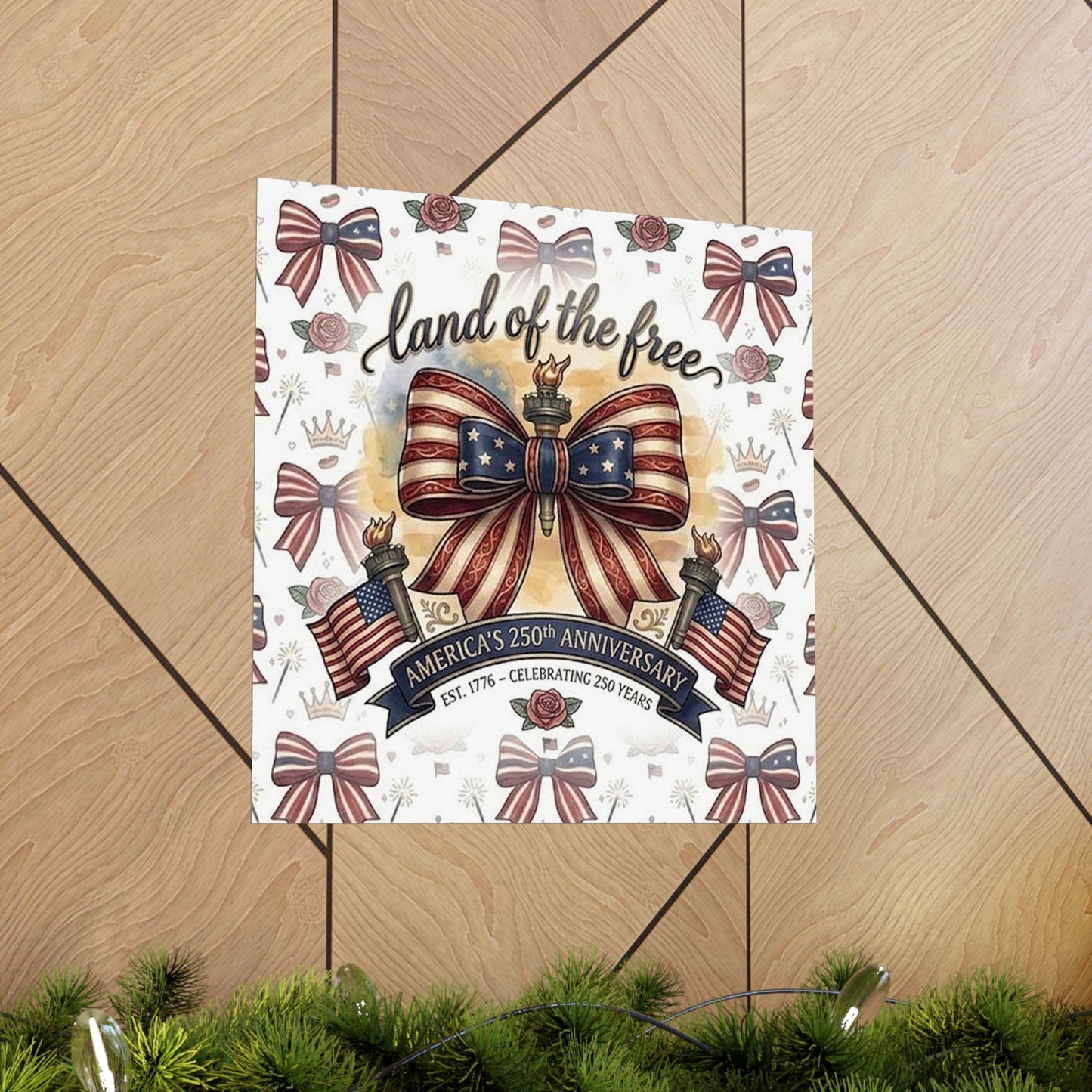 Land of the Free Patriotic Matte Poster — USA 250th Anniversary Bow Wall Art - Trending Novelties & Gifts
