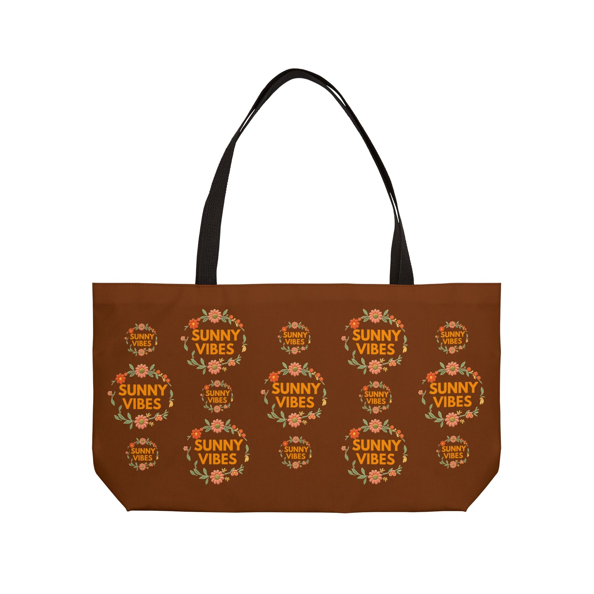 Summer Weekender Tote Bag — "Sunny Vibes" All Over Floral Canvas Beach & Travel Tote - Trending Novelties & Gifts