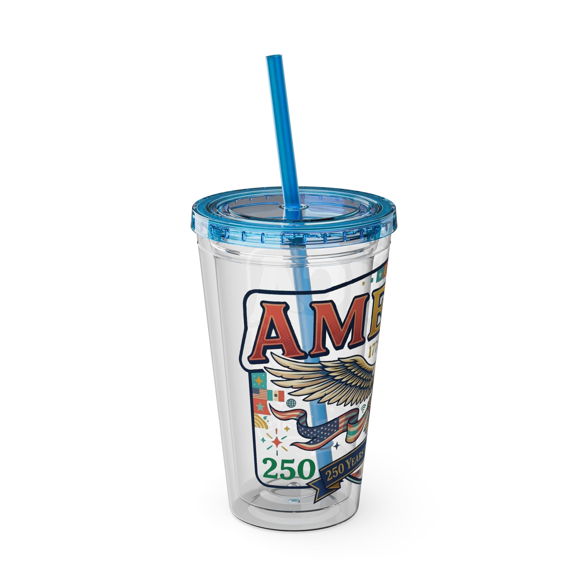 America 250 Years Eagle Tumbler with Straw |  USA 250th ANNIVERSARY Commemorative Drink Cup - Trending Novelties & Gifts