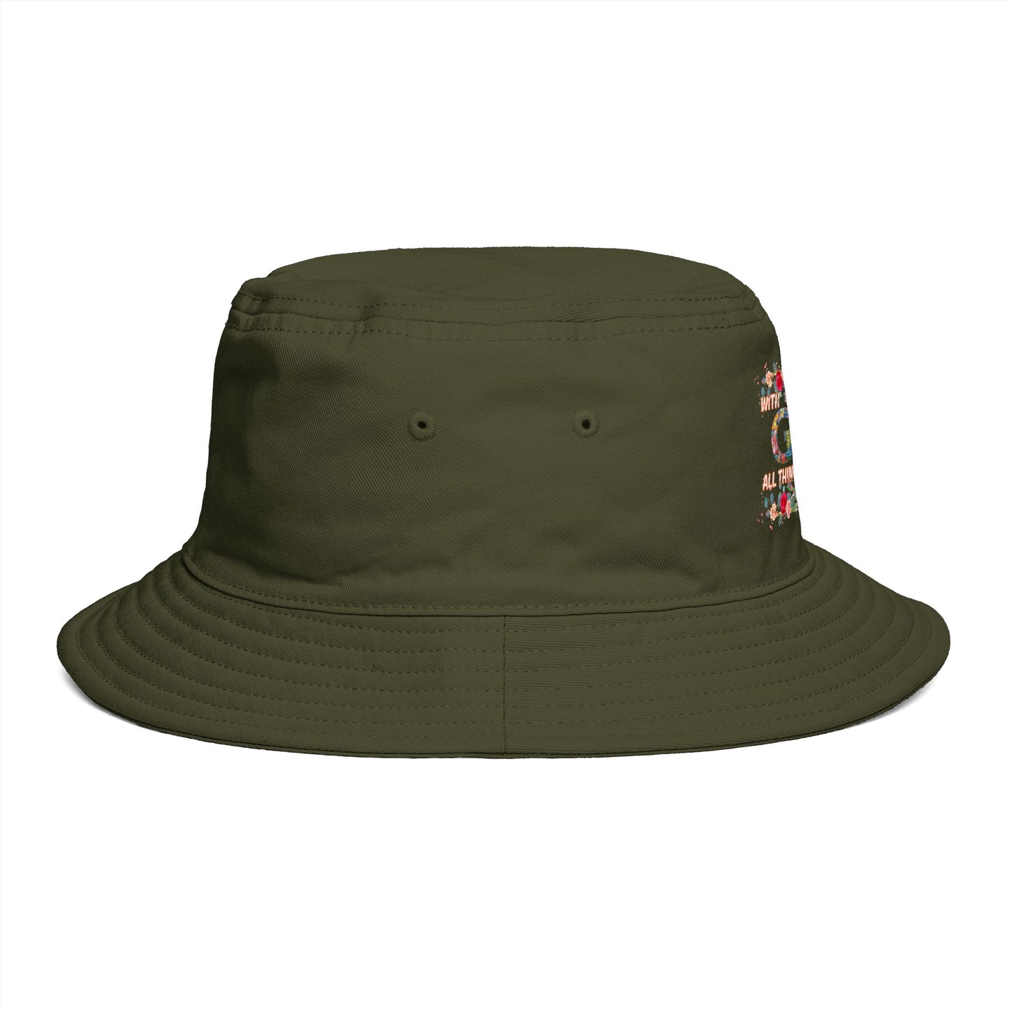 Floral Bucket Hat - With GOD all things are possible. Summer Hat - Trending Novelties & Gifts