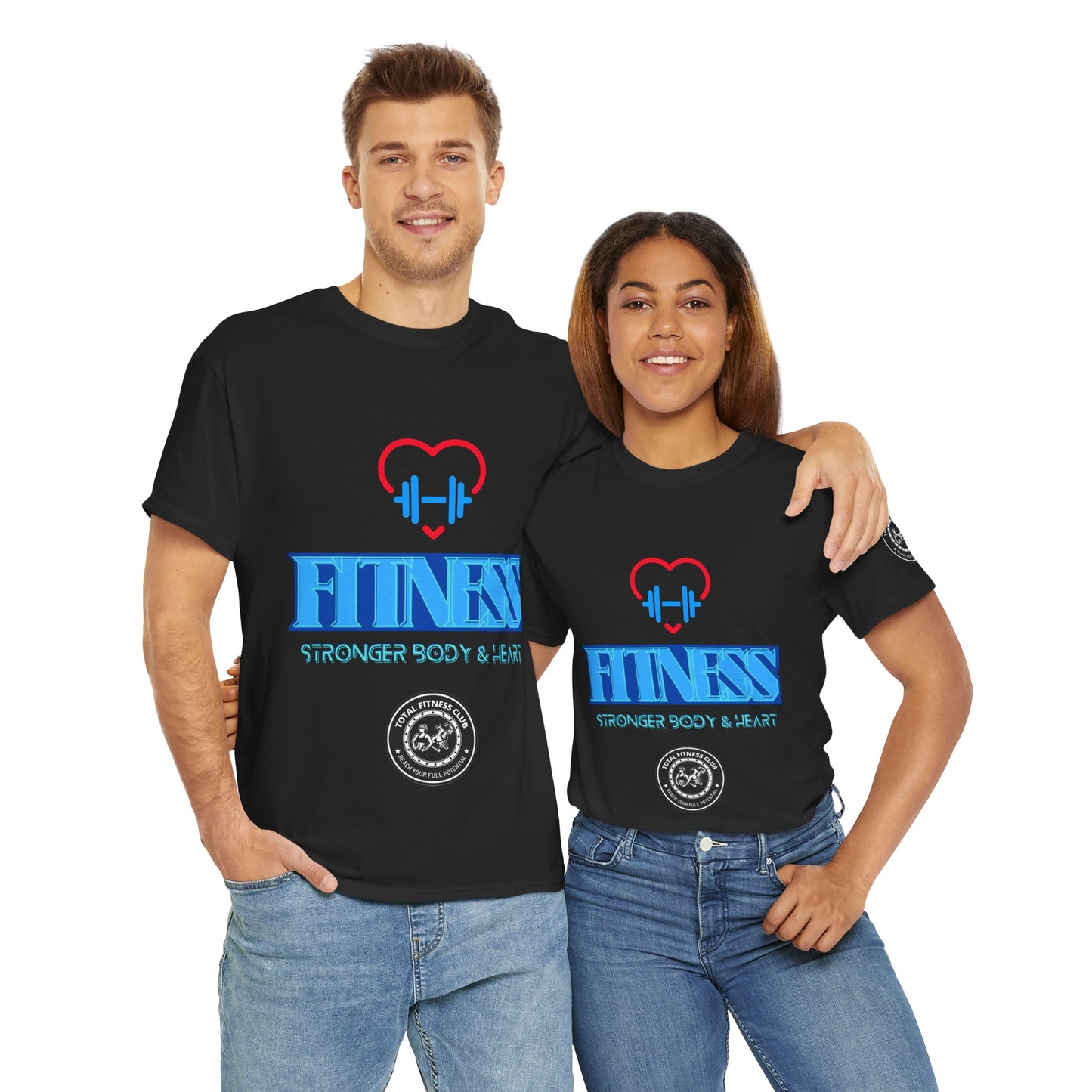 Fitness Quotes Cotton T-shirt (9) - 'Fitness for a Stronger body and heart'. FQT