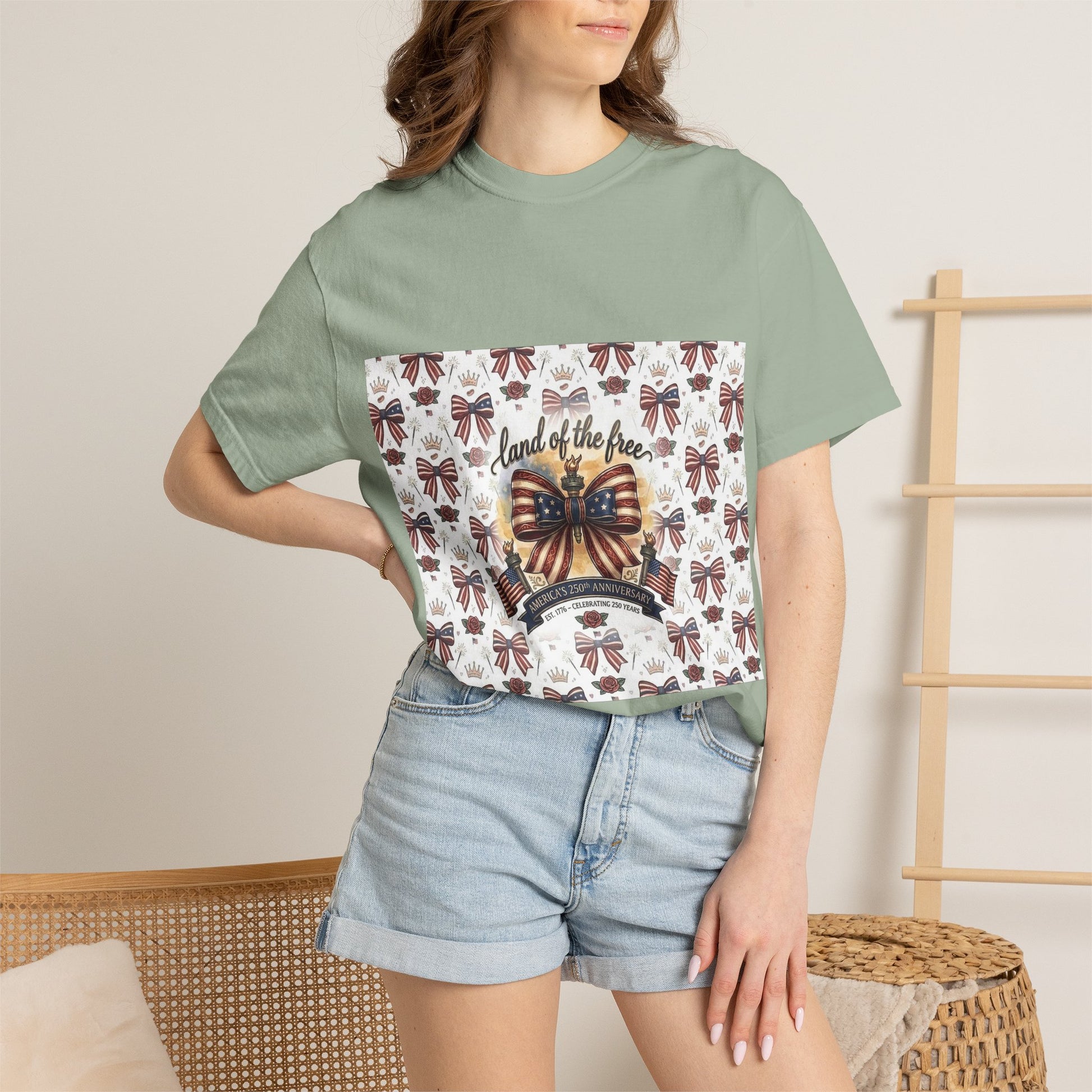 USA 250th Patriotic T-Shirt — American Flag Bow Graphic Tee - Trending Novelties & Gifts