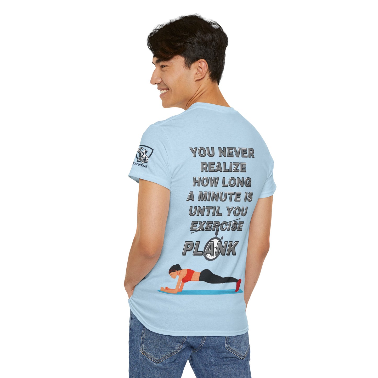 Plank Fitness Quotes Cotton T-shirt. FQT