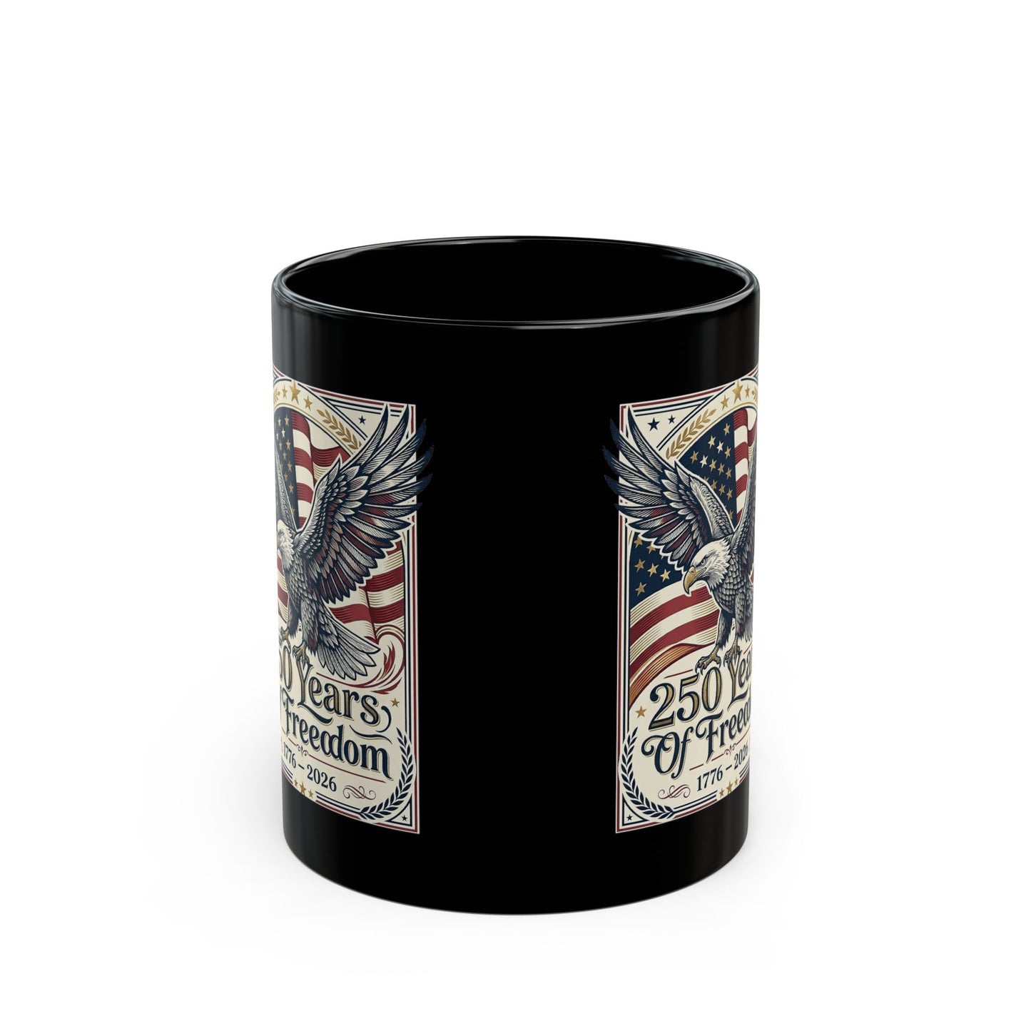 America 250 Years of Freedom Eagle Coffee Mug — USA 250th ANNIVERSARY Commemorative Black Mug - Trending Novelties & Gifts