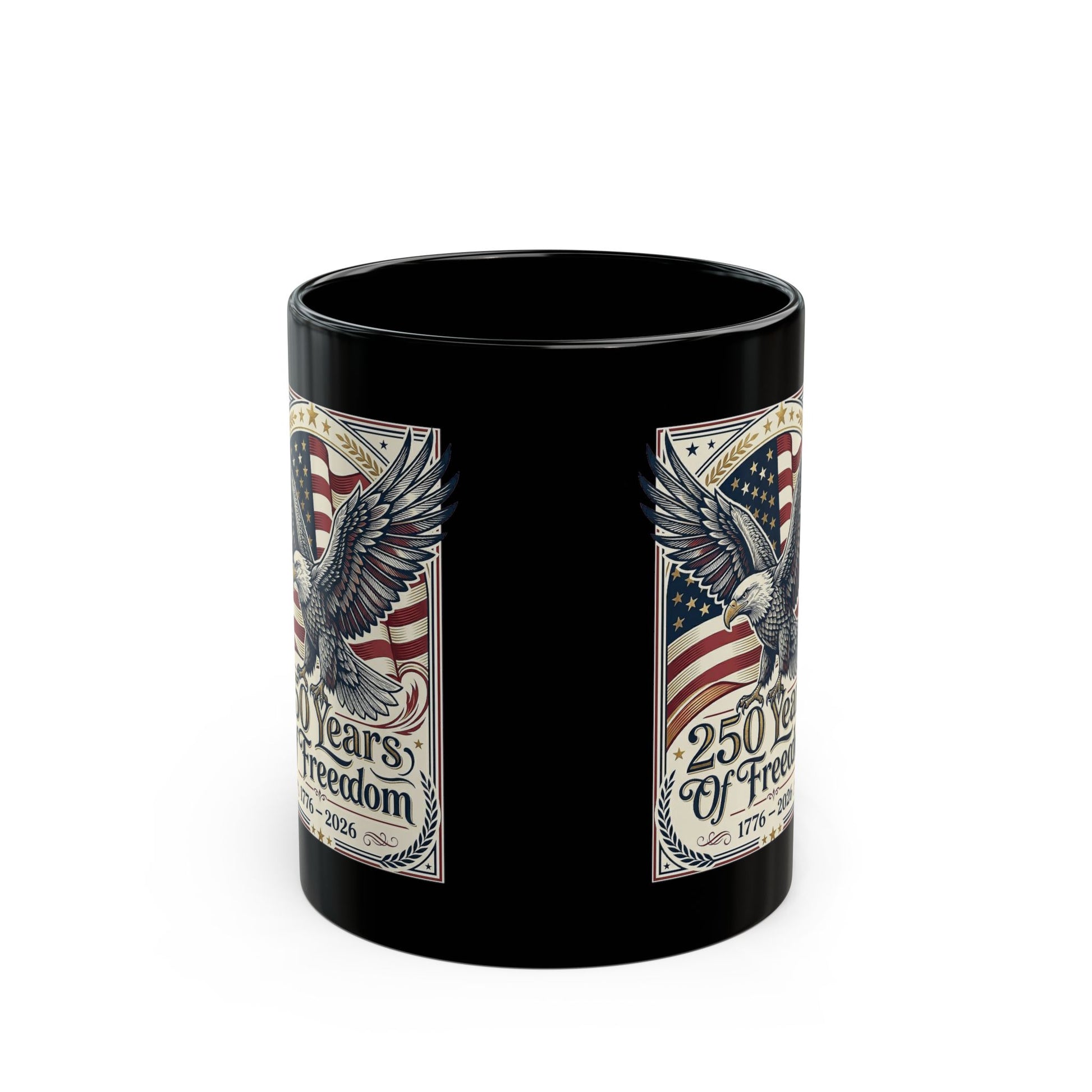America 250 Years of Freedom Eagle Coffee Mug — USA 250th ANNIVERSARY Commemorative Black Mug - Trending Novelties & Gifts