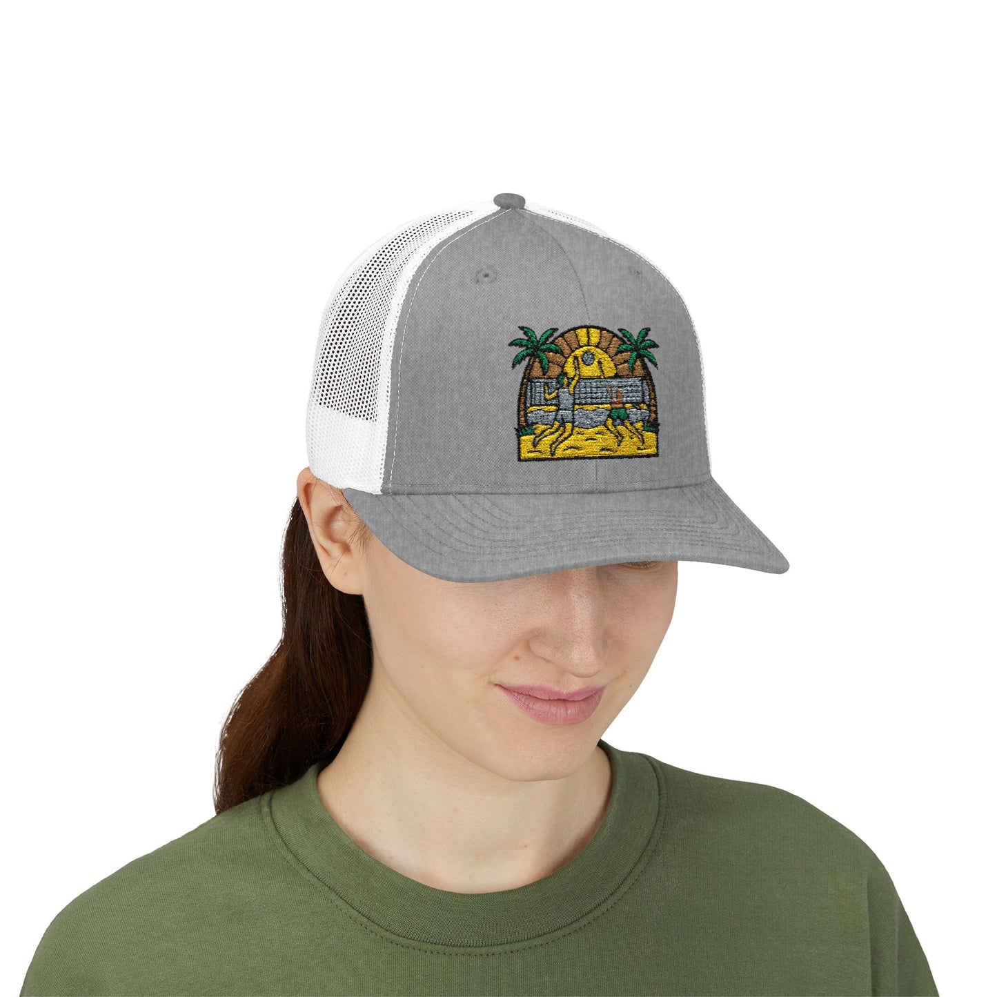 Beach Volleyball Snapback Trucker Cap — Summer Beach Volleyball Embroidered Cap - Trending Novelties & Gifts