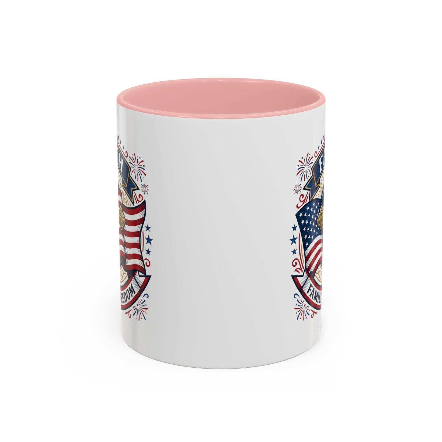 Faith, Family & Freedom Accent Coffee Mug — Patriotic Cross Mug  (USA 250th)