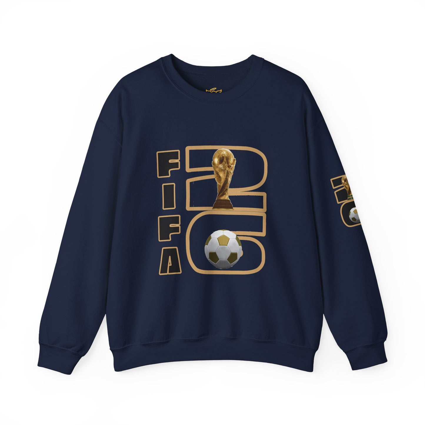 FIFA World Cup 2026 Crewneck Sweatshirt — Gold Trophy & Soccer Ball Design