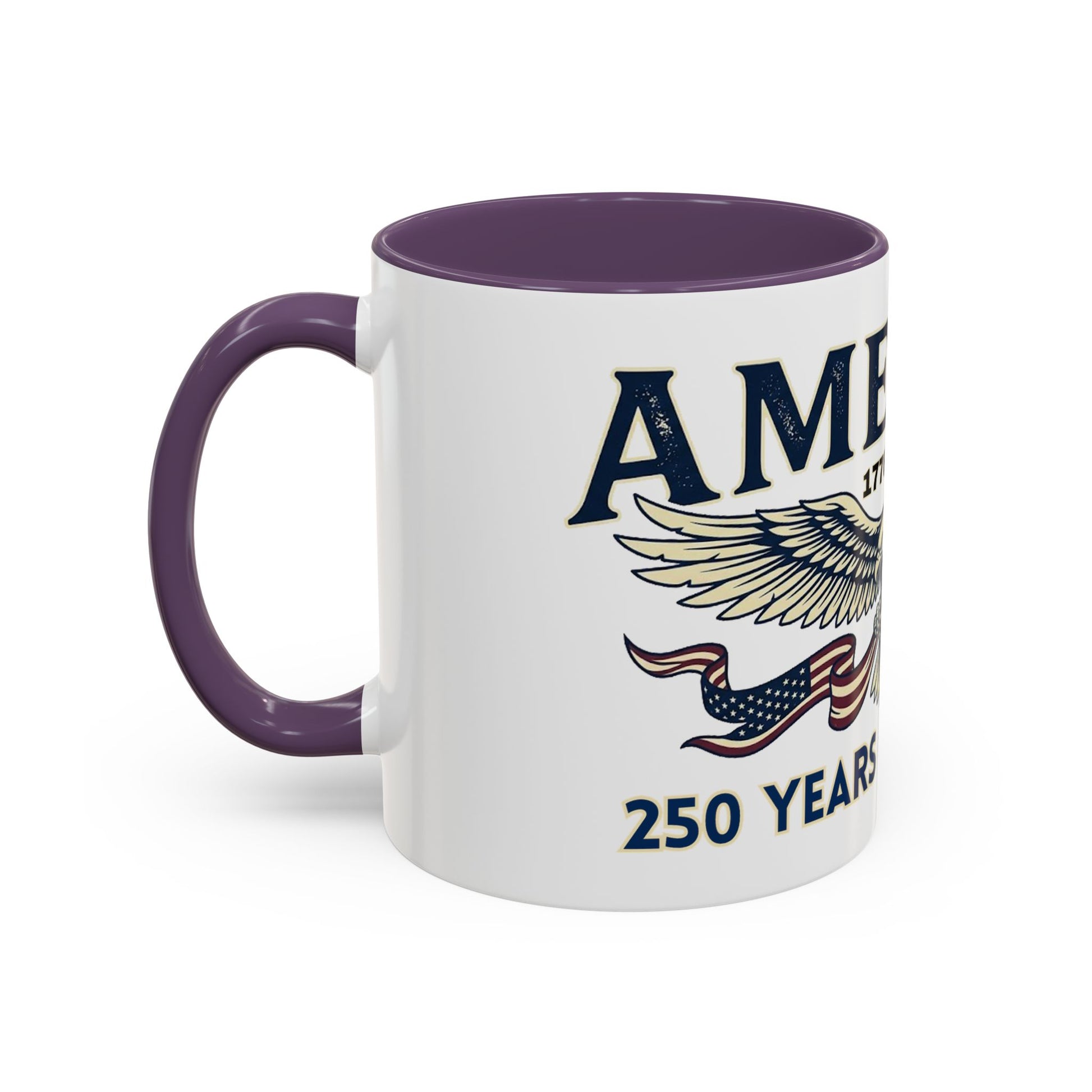 USA 250th ANNIVERSARY Accent Mug  | America  Eagle Coffee Mug — 250 Years of Freedom Accent Mug (11/15oz) - Trending Novelties & Gifts