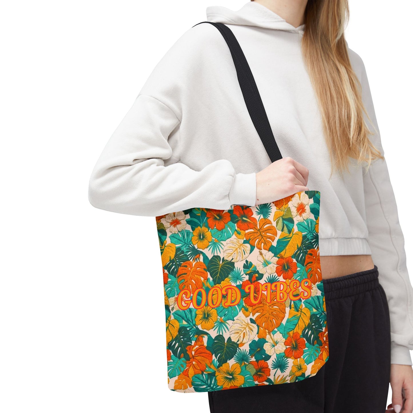 Good Vibes Floral Tote Bag — Summer Tropical All-Over Print Tote - Trending Novelties & Gifts