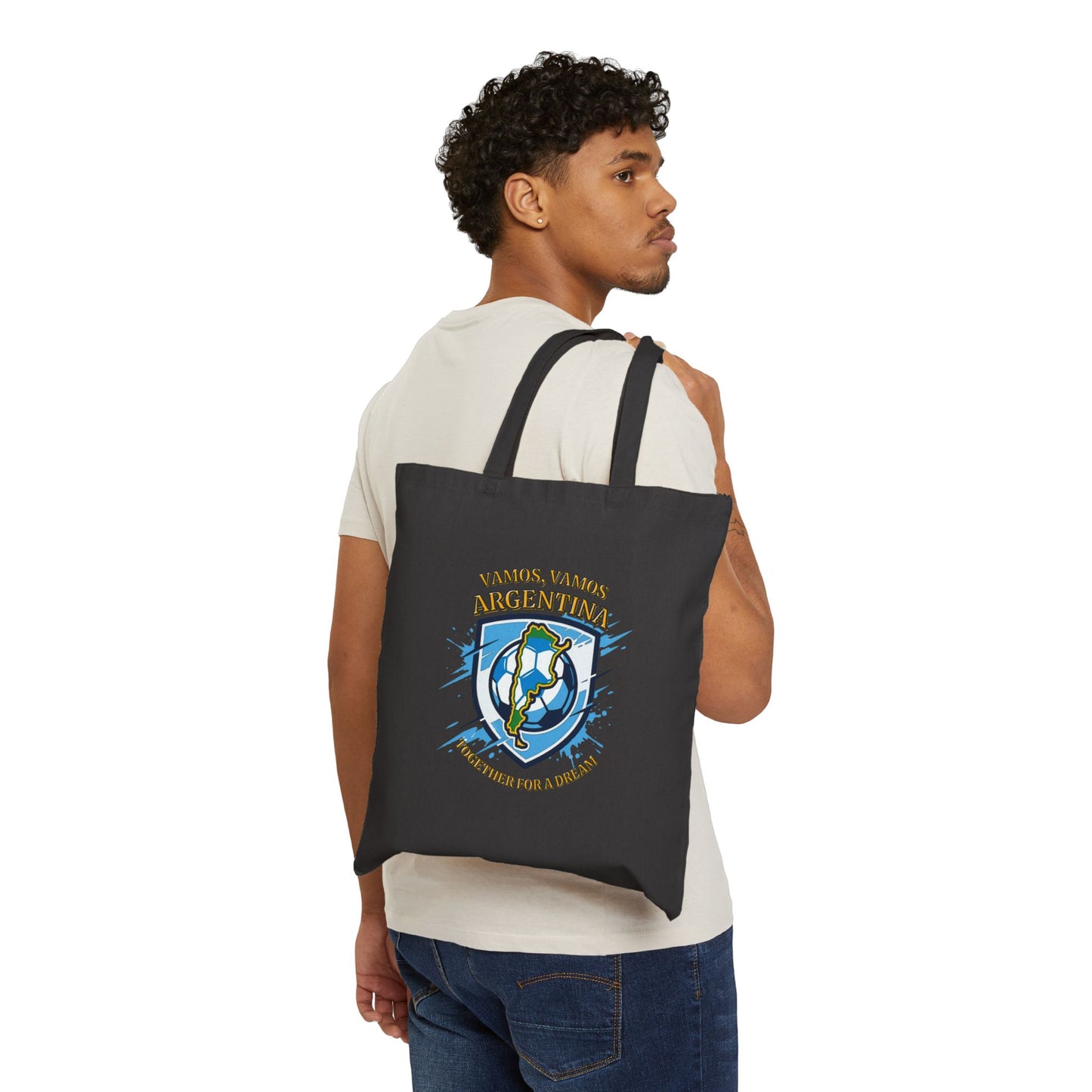 Argentina Soccer Tote Bag – 'Vamos, Vamos Argentina' Canvas Grocery & Game Day Tote - Trending Novelties & Gifts