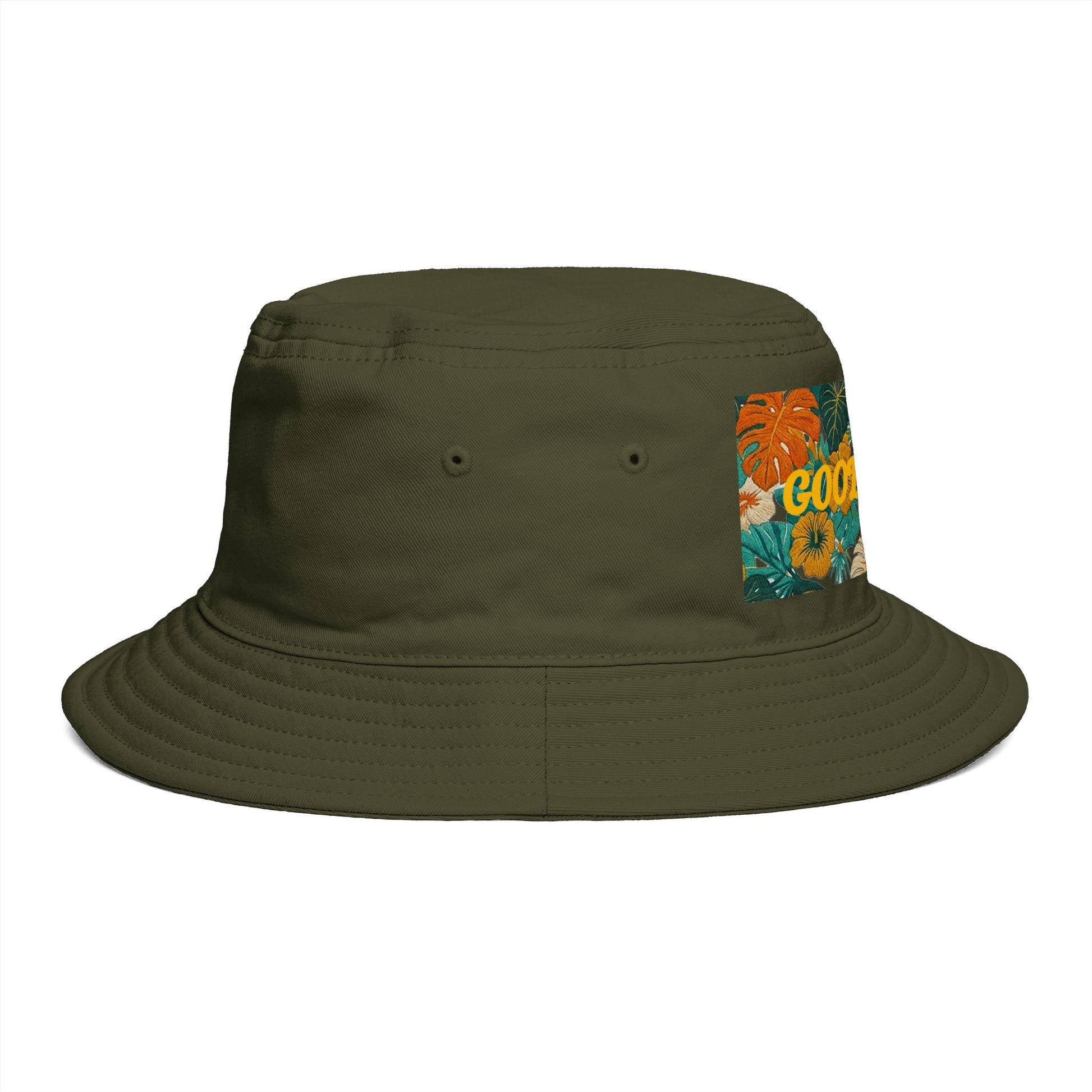 Summer Bucket Hat — 'Good Vibes' Floral Bucket Hat, Retro Tropical Sun Hat for Beach, Festival & Summer - Trending Novelties & Gifts
