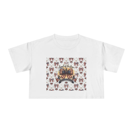 USA 250th ANNIVERSARY Women’s Crop Tee — Patriotic "Land of the Free" Women’s Crop Tee - Trending Novelties & Gifts