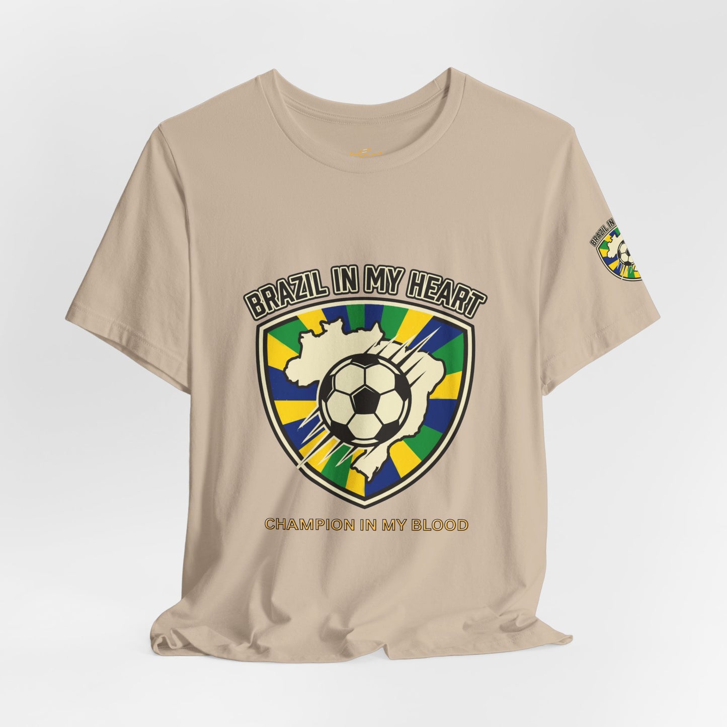 Brazil in My Heart Soccer Crest Tee | country pride, retro soccer - Trending Novelties & Gifts