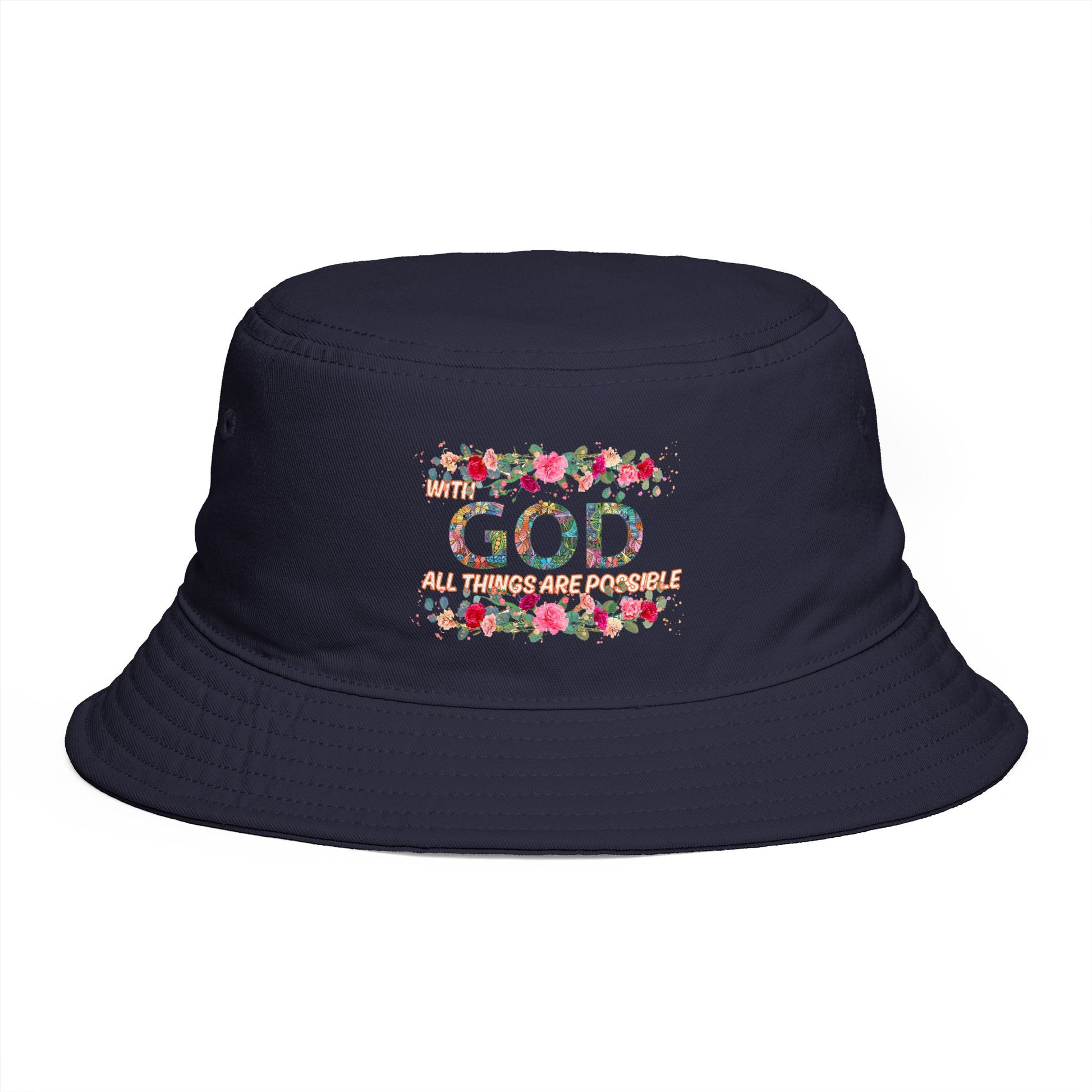 Floral Bucket Hat - With GOD all things are possible. Summer Hat - Trending Novelties & Gifts