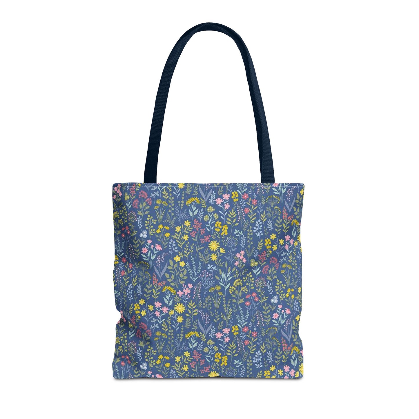 Wildflower Meadow Tote Bag — Blue Floral All-Over Print Eco Tote (summer)